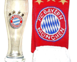FC Bayern Munich Bundesliga Soccer Club Weizen German Beer Glass &amp; Fan S... - $19.95