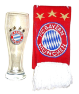 FC Bayern Munich Bundesliga Soccer Club Weizen German Beer Glass & Fan Scarf - £15.74 GBP