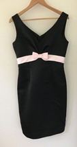 Vtg Retro Style Black Pink Bow Fitted Pencil Formal Cocktail Party Dress... - $753.65 MXN