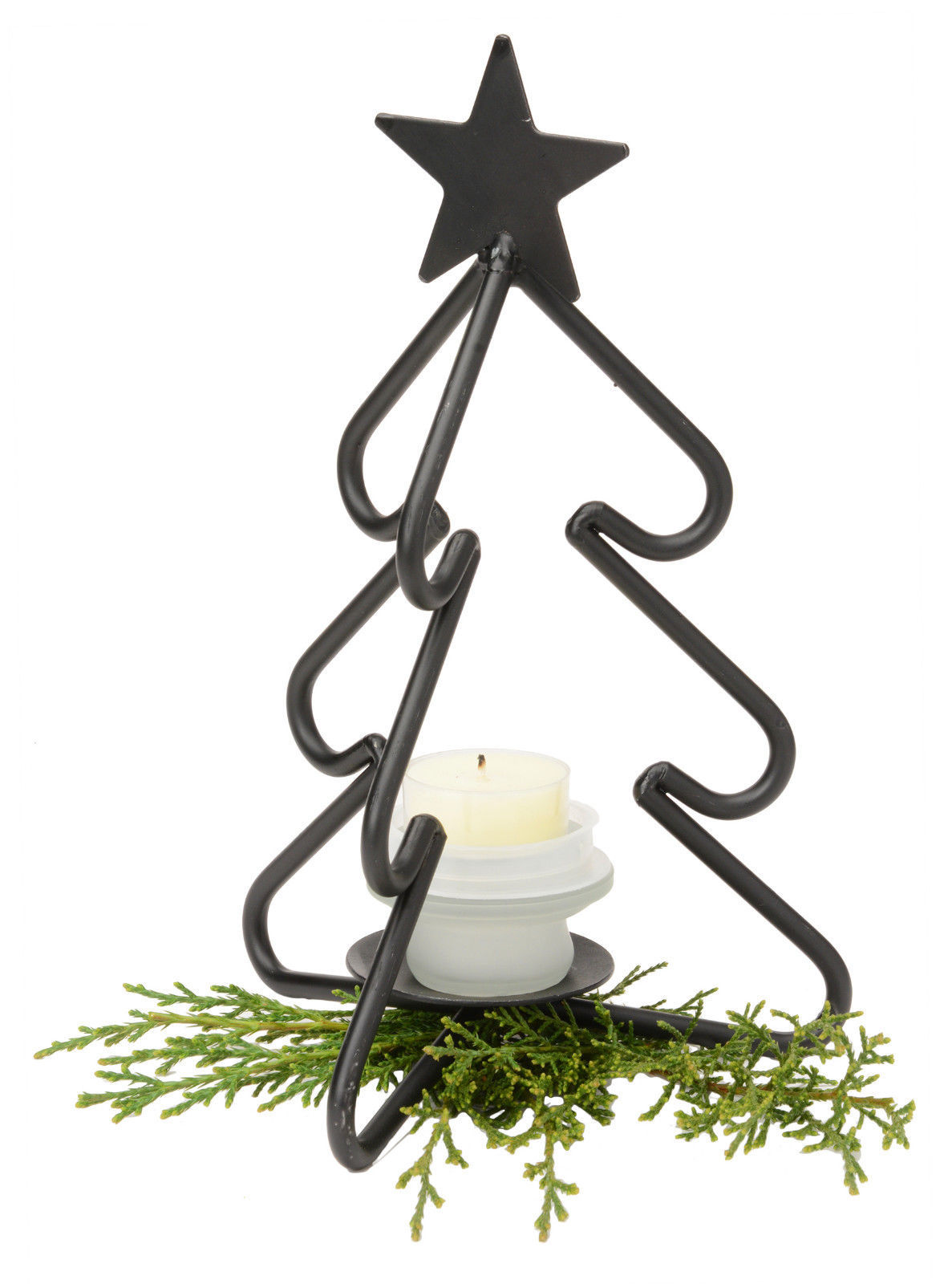 3-D CHRISTMAS TREE Wrought Iron Tea Candle Light Stand Holiday Decor Holder USA - £32.88 GBP