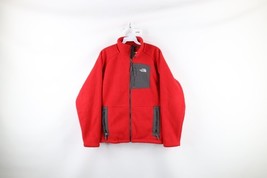 The North Face Boys XL Spell Out Deep Pile Fleece Lined Full Zip Jacket Red - $34.60