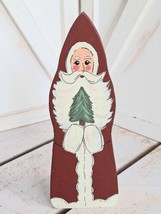 VTG Folk Art Christmas Hand Painted Santa Claus Solid Wood Cutout 1988 Signed  - £9.20 GBP