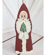 VTG Folk Art Christmas Hand Painted Santa Claus Solid Wood Cutout 1988 S... - £9.11 GBP