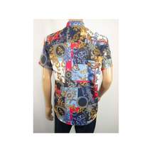 Men's Sports Shirt by MIZUMI Medallion Floral Printed Short Sleeves M647 Blue image 4