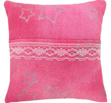 Tooth Fairy Pillow, Pink, Silver Star Print Fabric, White Lace Trim For ... - £3.94 GBP