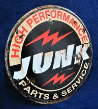 JUNK PARTS - *US MADE* - Round Metal Sign - Man Cave Garage Bar Pub Wall... - £14.05 GBP