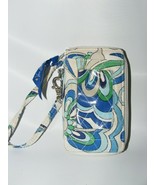 Vera Bradley Purse White Blue Detachable Wrist Strap Zipper Used - £15.65 GBP