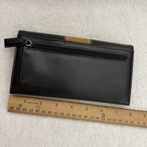 Leather Black And Tan Leather Fold-Over Wallet - Clutch Wallet! - £11.64 GBP