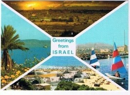 Israel Postcard Greetings From Israel Multi View Jerusalem Sea of Galilee Eilat - £2.32 GBP