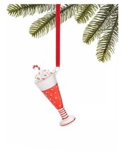 Holiday Lane Peppermint Twist Glass Candy Cane Milkshake Ornament C210618 - $12.82