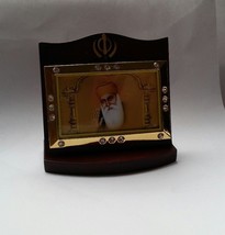 First Sikh Guru Nanak Dev Ji Photo Portrait Khanda Wooden Desktop Stand ... - $20.16