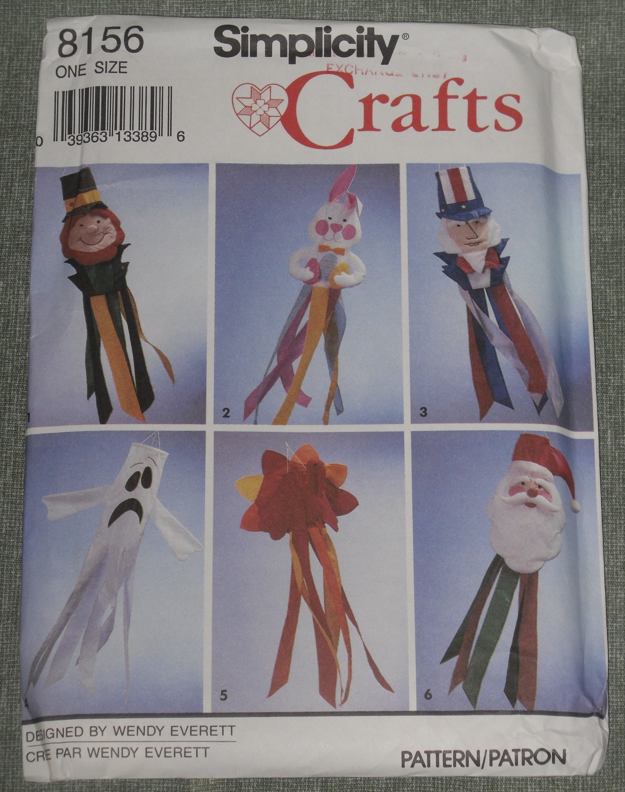 Primary image for Simplicity Crafts Pattern 8156 Holiday Windsocks Uncut Ghost Turkey Santa Bunny