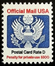 1985 14c Eagle Official Mail USA Red &amp; Blue Scott O138 Mint F/VF NH - $1.74