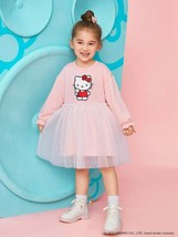 SHEIN X Hello Kitty Toddler Girls Flounce Sleeve Mesh Overlay Frilled Dress 2Y - £27.36 GBP
