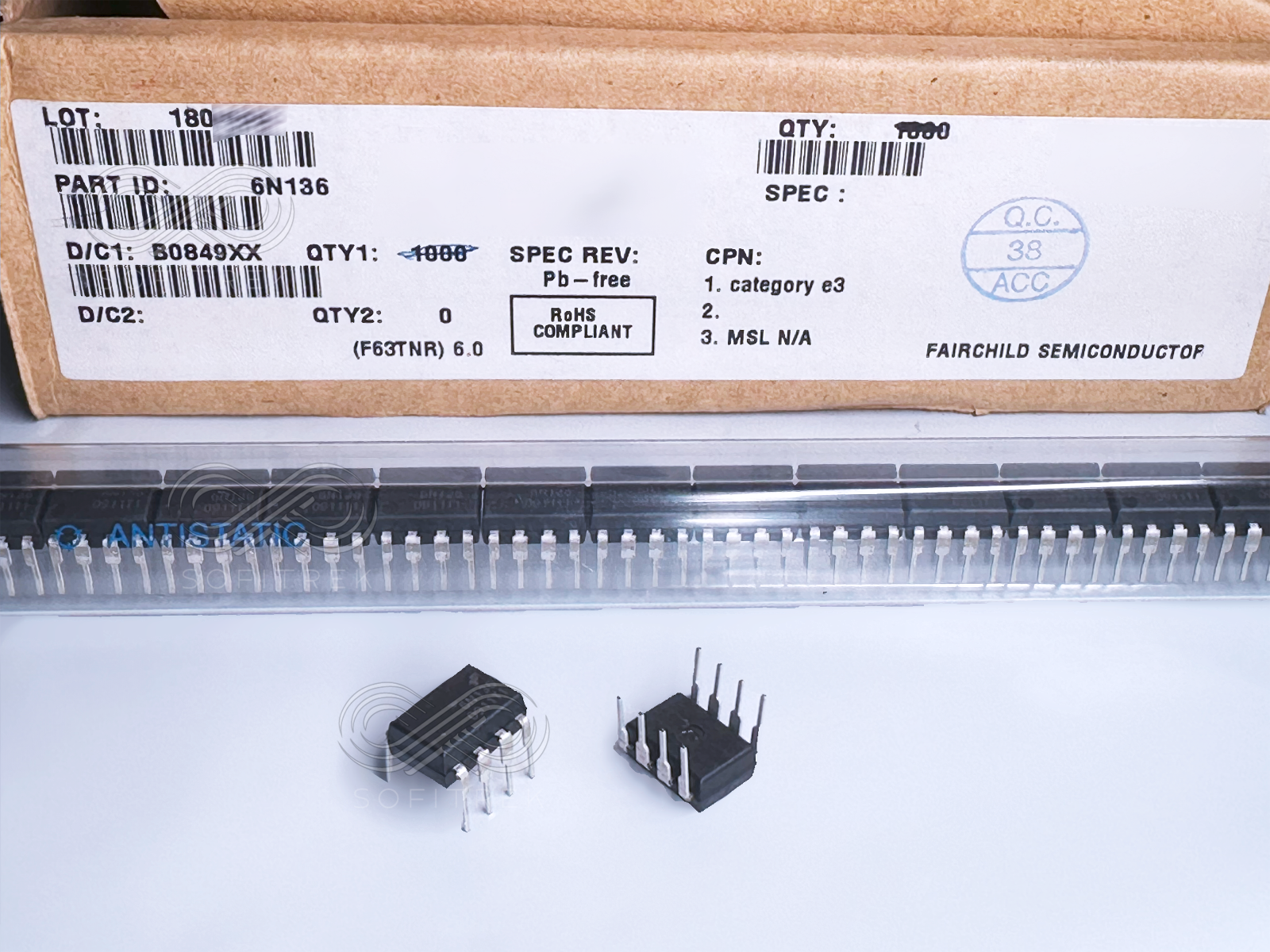 10PCS 6N136 FAIRCHILD Single Channel High Speed Transistor Optocoupler - $8.00
