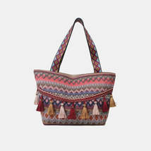 Printed Tassel Detail Tote Bag - $20.28