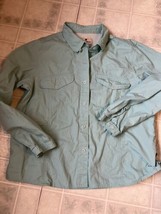 woolrich womens button down shirt Light Turquoise Cotton mesh Pockets Si... - £21.79 GBP