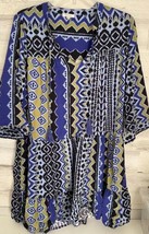 Tyler Böe Holly Mini Dress Womens Blue Geometric Long Sleeve Boho Medium - £52.32 GBP