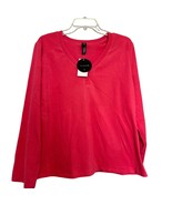 Planet Sleep Womens Sweatshirt Coral Pink Large Fleece V Neck Long Sleev... - £12.45 GBP