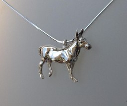 Donkey Pendant &amp; Chain Sterling silver necklace Mule Zimmer Jewelry - £72.01 GBP