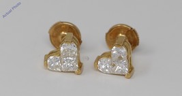 18k Yellow Gold Princess &amp; Heart heart elegant classic Earrings(1.53 ct H SI) - $2,237.88