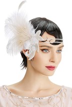 Art Deco 1920s Flapper Headpiece Roaring 20s Great Gatsby Feather Headband 1920s - £28.49 GBP