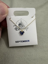 Disney Parks Mickey Mouse Faux Sapphire September Birthstone Necklace Gold Color image 1