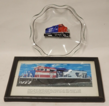 Grand Trunk Railroad Bent Glass Dish Ca. 1960&#39;s w/ Framed Picture - £27.92 GBP