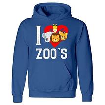 I Love Heart The Zoo Elephants,Tigers, Giraffes and Lions - Hoodie Royal Blue - £53.28 GBP