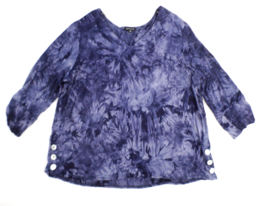 Cha Cha Vente Women&#39;s Pullover 3/4 Sleeve Top 3X Blue Mod Floral Pattern... - £9.91 GBP