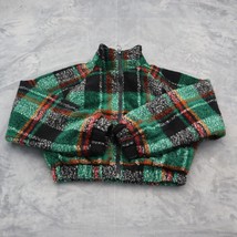 Urban Outfitters Jacket Womens S Green Plaid Fleece Mock Neck Full Zip O... - $24.73