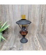 Vintage Oil Lamp, Amber Glass, Small Decorative Kerosene Lantern - $32.00