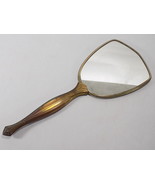 Vintage HAND HELD VANITY MIRROR 13&quot; Tall BRASS ORNATE COLUMN HANDLE - £17.73 GBP