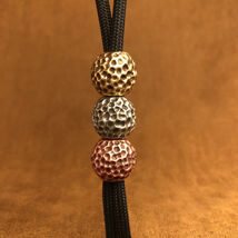 Hammered Brass Bead, Tribal Knife Lanyard Charm, EDC Bead - $7.99