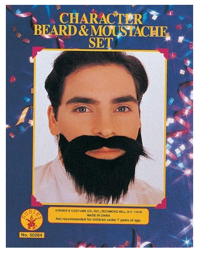 RUBIE'S SELF ADHESIVE BLACK MUSTACHE & BEARD HALLOWEEN COSTUME ACCESSORY 50284-1 Item image 3