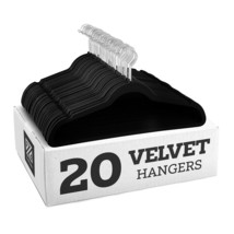 Zober Velvet Hangers 20 Pack - Black Hangers for Coats, Pants &amp; Dress Cl... - £29.63 GBP