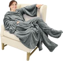 Catalonia Wearable Fleece Blanket with Sleeves and Foot Pockets for Adult Women  - £23.49 GBP