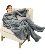 Catalonia Wearable Fleece Blanket with Sleeves and Foot Pockets for Adul... - £23.52 GBP
