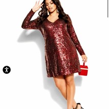 NWT City Chic Sequin Bright Lights Dress - ruby red Size 20 - £74.28 GBP