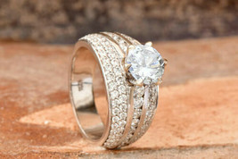 2.25CT Imitación Diamante Bold Compromiso Boda Anillo En 14k Bañado Oro Blanco - £66.70 GBP