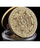 Mexico Mayan Aztec Calendar Replica Gold Color Collectible Coin !!! - £11.75 GBP