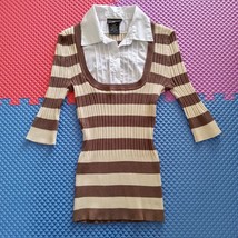 Vintage It&#39;s Our Time Women M Pullover Striped Sweater Faux Shirt Top 90... - £17.16 GBP