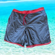 George Mens XL Swim Trunks Blue Red Drawstring Pool Beach Vacation Polye... - $9.30