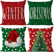 Yeeju Christmas Pillow Covers 20X20 Set of 4 Merry Christmas Cushion Covers Xmas - £27.16 GBP