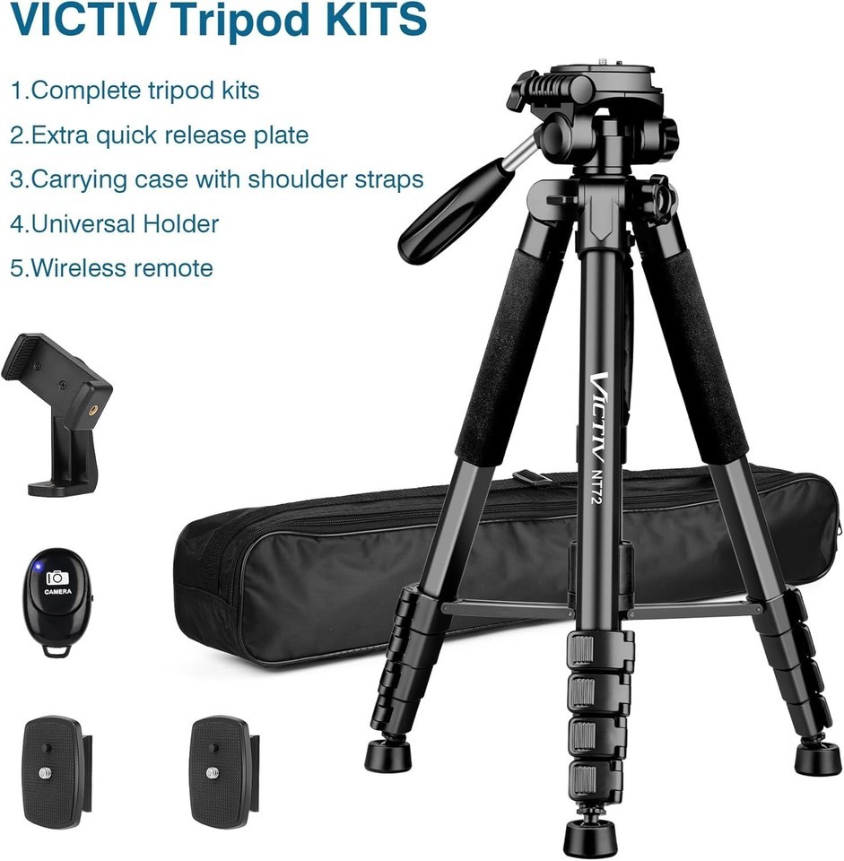 Heavy-Duty 72" Camera Tripod with Monopod Functionality - Perfect for YouTubers Item image 10