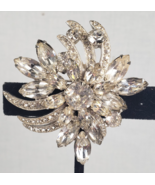 VINTAGE Signed EISENBERG ICE Layered Clear Rhinestone BROOCH 2&quot; x 2 1/4&quot; - €63,19 EUR