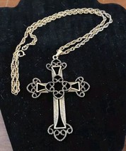 Sarah Coventry Limited Edition 1973 Victorian Goldtone Cross Necklace 24” - £21.56 GBP