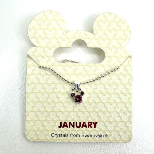 Disney Parks Mickey Birthstone Swarovski Crystal GoldTone January Necklace - £9.53 GBP