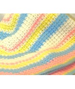 Hand Crocheted Baby Blanket Afghan Multi-Color 44&quot; x 30&quot; - £19.46 GBP