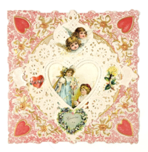 Antique Victorian Die Cut Paper Lace Valentine Card Embossed *11 - £21.89 GBP